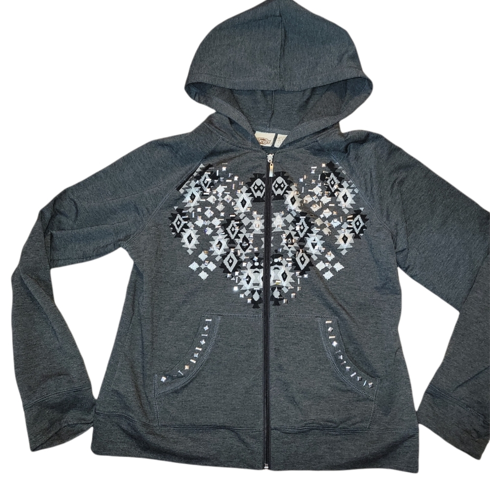 RODS Rod's Western Wear Embellished Soft Fleece Hoodie Hooded Jacket sz L